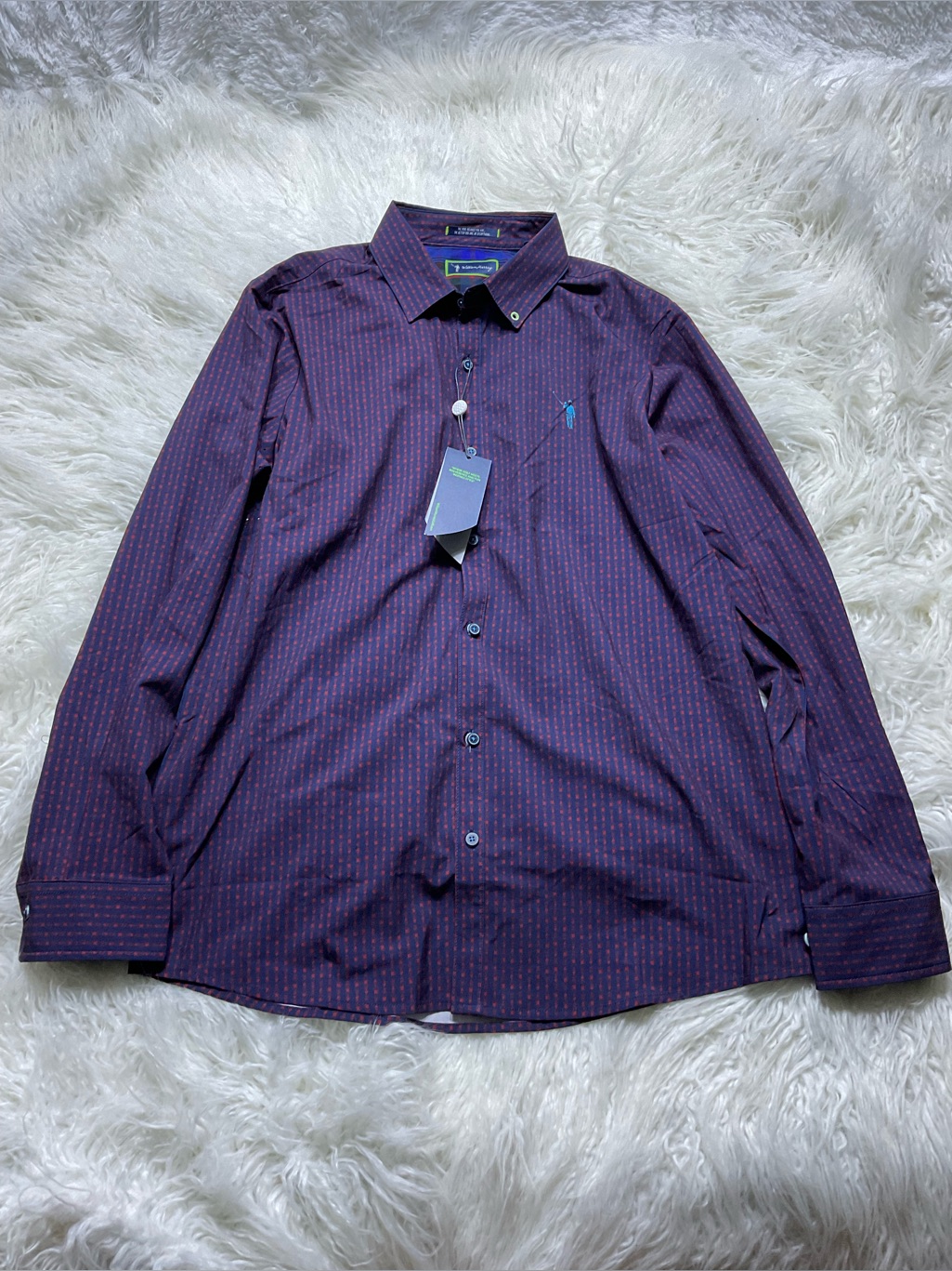 Nwt William Murray Golf Button Down Shirt Mens Large Blue Beer Mugs Flip Cuffs